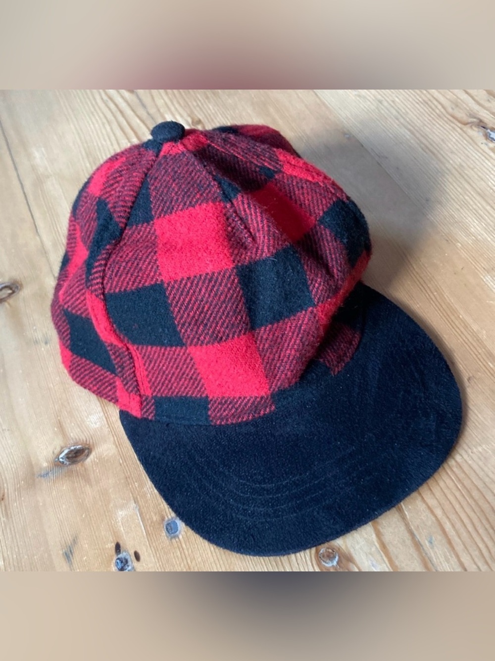 Child’s Red Black Buffalo Plaid Suede Baseball Cap Adjustable